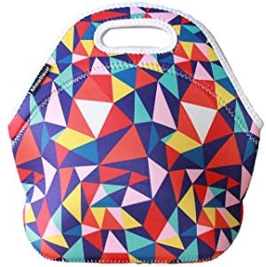 Neoprene Lunch Tote Bag. Waterproof-Insulated-Extra Thick Material For Adults And Kids Picnic Bag. Great For School and Office *** Colorful-Fancy*** Tote Handbag (Crazy Triangles)