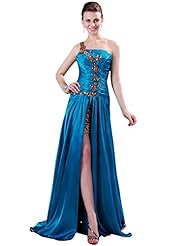 Silk One Shoulder Lace-Up Ruched Crystal Crystals Evening Dress/Prom Dress 