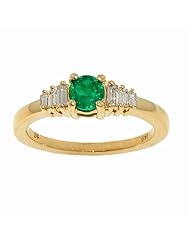 14K Yellow Gold Emerald and Diamond Ring -- LIFETIME WARRANTY