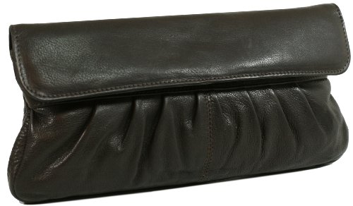 CNTMP Große Abendtasche / Handtasche / Clutch in Echt-Leder in Braun