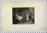 ANTIQUE PRINT BEDROOM SCENE SICK WOMAN BED GOODYEAR