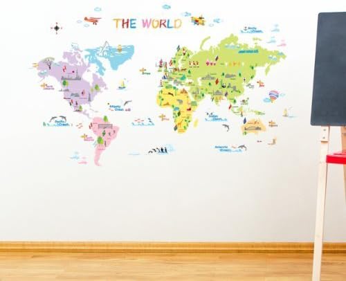 DW-1203 Multicoloured World Map Wall Stickers by Fixpix