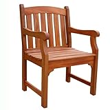 VIFAH V211 Outdoor Wood Arm Chair, Natural Wood Finish, 25 by 24 by 36-Inch