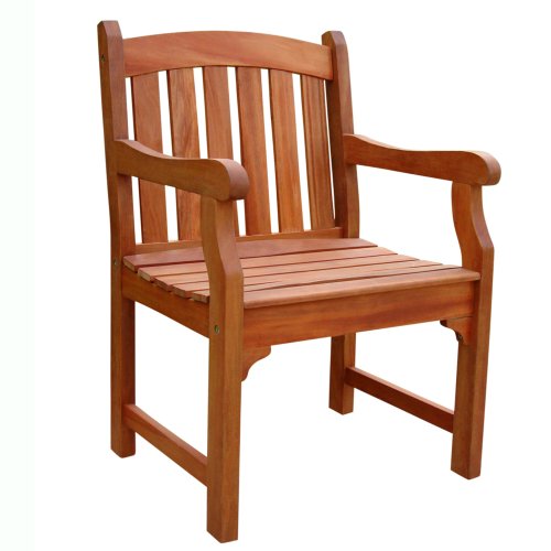 VIFAH V211 Outdoor Wood Arm Chair, Natural Wood Finish, 25 by 24 by 36-Inch