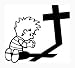 BOY PRAYING AT THE CROSS White Vinyl Sticker/Decal