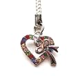 Cell Phone Mobile Camera Charm Strap Beautiful Colorful Diamond Heart with Ribbon