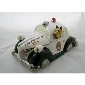 Henry Cavanagh 911 Police Car Cookie Jar (with Police Dog German Shepherd Dog) by BellAir Motorsports