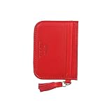 UPC 766913948173 product image for Slim Leather Card Case with Decorative Leather Tassel Color: Red | upcitemdb.com