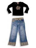 Lipstik - Girls Long Sleeved Pant Set, Black, Denim