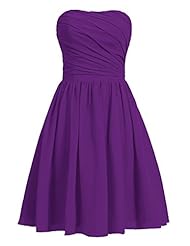 Strapless Pleated Cocktail Short Chiffon Homecoming Dress/Bridesmaid Dress/Prom Dress/Party Dress 