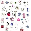 40 Pack 925 Sterling Silver Nose Bones Rings Mixed Sizes 22G FREE Nose Ring Backing