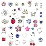40 Pack 925 Sterling Silver Nose Bones Rings Mixed Sizes 22G FREE Nose Ring Backing
