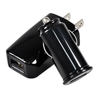 Powergen 1Amp Combo Car and Travel Wall Charger for desgined for Motorola Droid Razr M Maxx, HTC One X, Samsung Galaxy S4 S3 Note 2 and other Android Phones