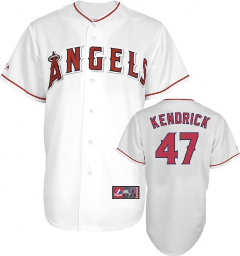 MLB Men's Los Angeles Angels Of Anaheim Howie Kendrick White Home Short Sleeve 6 Button Synthetic Replica Baseball Jersey Spring 2012  (White, Large)