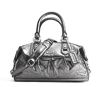 Coach Perforated Leather Ashley Sabrina Convertiable Duffle Shoulder Bag Purse Tote 17130 Gunmental