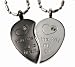 Lovers /Couple Silver & Black Tone Split Heart Pendant Set, Stainless Steel