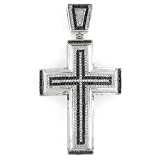 Men's Iced Out Hip Hop White Gold Plated Cubic Zircoina (CZ) Premium Black & White Micro Pave Latin Cross Religious Charm Pendant