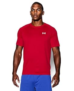 Men's UA TechTM Shortsleeve T-Shirt Tops by Under Armour(Red/White, Large)