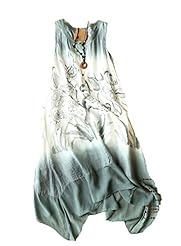 Floral Print Summer Sleeveless Linen/Silk  Dress