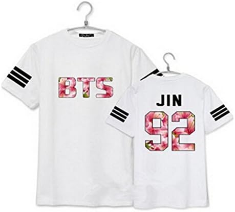 BTS Ocffice Same Type Shirt Bangtan Boy T-shirt Rap Monster Tee (S, JIN     White)