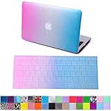 HDE Matte Hard Shell Clip Snap-on Case + Matching Keyboard Skin for MacBook Air 13" - Fits Model A1369 / A1466 (Rainbow)