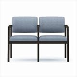 Lenox Two Seat Sofa with Center Arm Fabric: Open House - Black, Frame Finish: Mahogany Lenox Two Seat Sofa with Center Arm Fabric: Open House - Black, Frame Finish: Mahogany