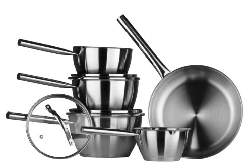 Premier Housewares Tenzo 5-Piece Conical Stainless Steel Cookware Set, 14/ 16/ 18/ 20 cm Pan and 24 cm Frying Pan