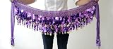 Belly Dance Hip Scarf , Gold Coins Wave & Deluxe V-hape --Purple