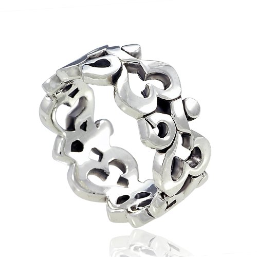 925 Sterling Silver Om Ohm Aum Symbol High Polished Finish Band Ring