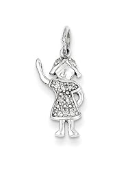 14k White Gold Diamond Girl Pendant. Carat Wt- 0.05ct. Metal Wt- 0.8g