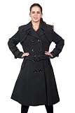 Womens Wool & Cashmere Grey Double Breasted Trench Coat