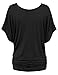 LL WT742 Women's Versatile Casual Short Sleeve Dolman Top – Loose Fit Boat Neck M Black