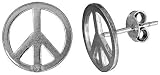 Peace Sign Stud Earrings, Sterling Silver, 7/16 (10.5 mm)