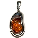 Certified Genuine Honey Amber and Sterling Silver Free-shaped Pendant