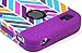 Bastex Hybrid Rocker Case for Apple iPhone 4, 4s - Purple Silicone with Pink, Gray, Blue, & Orange Neon Colors - Chevron Style Hard Shell