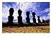 Moai Statues at Ahu Nau Nau Platform, Tapati Festival, Rapa Nui, Easter Island, Chile Photographic Poster Print by Bill Bachmann, 24x18