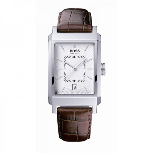 Hugo Boss Gents Stainless Steel Watch with Brown Leather Strap