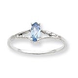 14k Gold White Gold Aquamarine Birthstone Ring