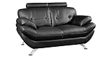 Lazio, 2 Seater, Black Luxury Leather Sofa