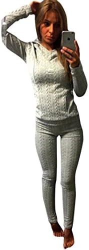 Worronland Women's 2 Piece Sport Suit Bodycon Set Hemp Flower Hoodie Pullover