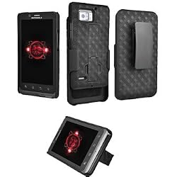 Motorola OMOTBIONICSHELLHOL Droid Bionic XT875 Shell Holster Combo with Kickstand - 1 Pack - Retail Packaging - Black