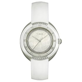 Timex Ladies Diamond Accented White Strap Stainless Steel Bracelet Watch #T2M593 by Timex