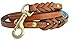 Soft Touch Collars Leather Braided Dog Leash, Tan with Teal Padded Handle, 4ft Long x 1/2 Inch Wide, for Small Dogs