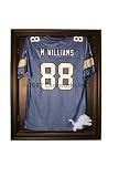 Detroit Lions Football Jersey Display Case Cabinet Style with Black Finish Frame