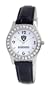 NFL Women's RA20017 Oakland Raiders "Game Day Dazzler" Black Leather Watch