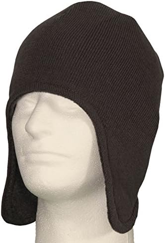 Fleece Lined Beanies with Ear Flaps (Charcoal Grey, One Size)