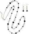 Black Glass Bead Necklace and Earrings Set Fashion Jewelry