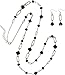 Black Glass Bead Necklace and Earrings Set Fashion Jewelry