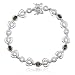 Sterling Silver Genuine Smoky Quartz and Diamond Accent Heart Link Bracelet, 7.5