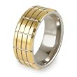Beveled Edge Grooved Gold Plated Tungsten Carbide Ring (9.0mm) - Sizes 8 - 13